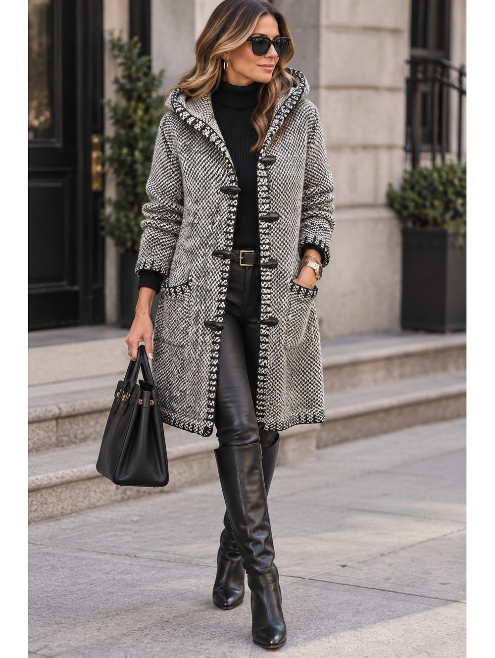 Lauren Ralph Lauren Quiet Luxury Hand Knitted Lambswool Sweater Coat-Size M
